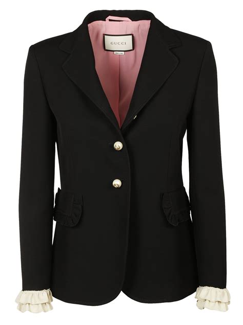 gucci black white fur jacket blazer|Gucci ladies blazer.